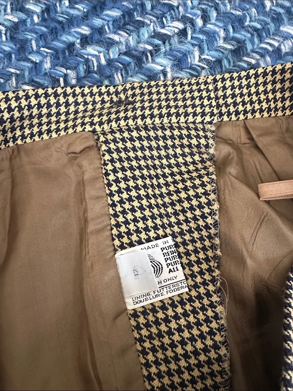 Vintage Burberry plaid herringbone wool skirt